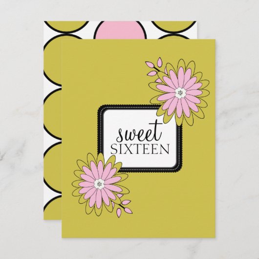 Zoete 16 Birthday Party Uitnodigingen {Boho Chic} (Voorkant / Achterkant)