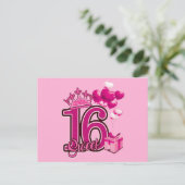Zoete 16 Birthday Roze Briefkaart (Staand voorkant)