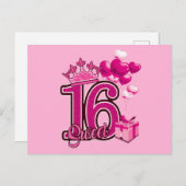 Zoete 16 Birthday Roze Briefkaart (Voorkant / Achterkant)