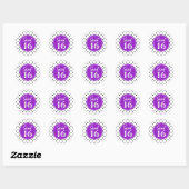 Zoete 16 Birthday White Paars Black Stippen Ronde Sticker (Vel)