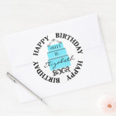 Zoete 16-blauwe taart ronde sticker (Envelop)