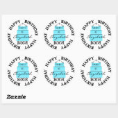 Zoete 16-blauwe taart ronde sticker (Vel)