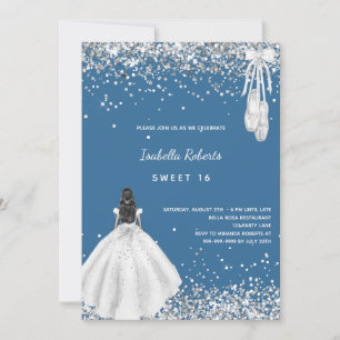 Zoete 16 blauwe witte ballerina jurk QR code Kaart