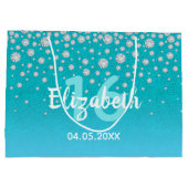 Zoete 16 blauwgroen blauwe groene flitternaam groot cadeauzakje (Achterkant)