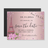 Zoete 16 blush roze paris save the date magneet (Voorkant / Achterkant)