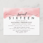 Zoete 16 Elegant Script Modern Waterverf Birthday Uitnodiging Briefkaart (Voorkant)