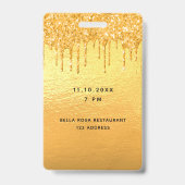 Zoete 16 goudglitter druppelt metaal in badge (Back)