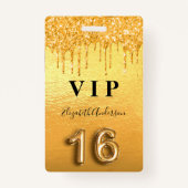 Zoete 16 goudglitter druppelt metaal in badge (Voorkant)