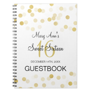 Zoete 16 Guestbook Faux Gold Foil Glitter Lights Notitieboek