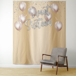 Zoete 16 moderne gouden meisje 16e verjaardag ball wandkleed