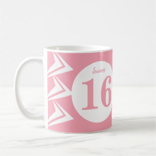 Zoete 16 monogram naam roze en wit koffiemok