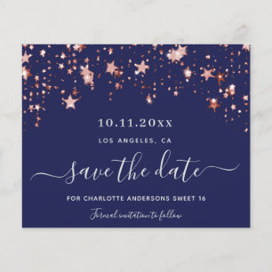 Zoete 16 navyblauwe roze budget Save the Date Flyer