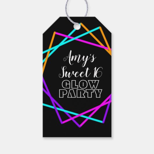 Zoete 16 Neon Glow in the Dark Bars Birthday Cadeaulabel (Voorkant)