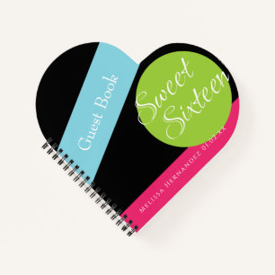 Zoete 16 neongloed in de donkere geometrische gast notitieboek