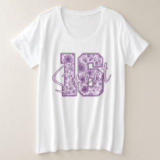 Zoete 16 Paarse Lavendel Bloemig 16e Verjaardagsca Grote Maat T-shirt