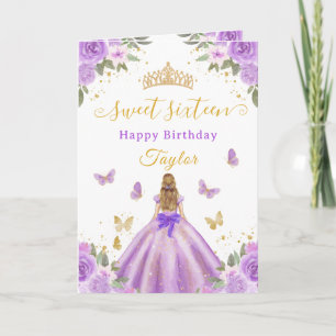Zoete 16 Paarse Prinses Blond Meisje Kaart