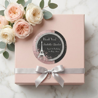 Zoete 16 Parijse Ombre Eiffeltoren Verjaardag Roze Ronde Sticker