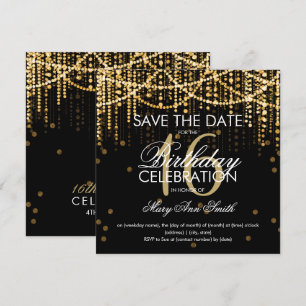 Zoete 16 Partij "sparen de Datum"gouden Koord lich Kaart