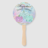 Zoete 16 Party Pompoen Pastel Glitter Glam Handwaaier (Achterkant)