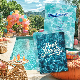Zoete 16 Poolparty Blauwe Waterbellen Kaart