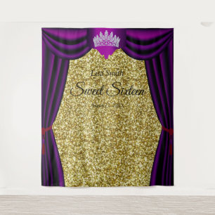 Zoete 16 Prinsessen Kroon Paarse Gordijn Gouden Gl Wandkleed
