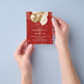 Zoete 16 rode gouden ballonnen flyer (Hand)