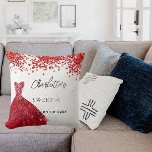 Zoete 16 rode jurk witte naam kussen