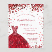 Zoete 16 rode witte jurk, uitnodiging voor een fee (Voorkant)