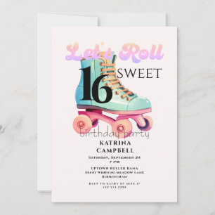 Zoete 16 Roller Schaats Verjaardagsfeestje Kaart