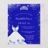Zoete 16 royal blue Silver-kledinguitnodiging Flyer (Voorkant)