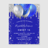 Zoete 16 royal blue zilver-magnet (Voorkant)