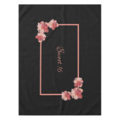 Zoete 16 roze bloemen op zwart tafelkleed (Voorkant)