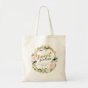 Zoete 16 Roze Bloemenkrans Vlinder Tote Bag