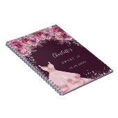 Zoete 16 roze bugundy bloemjurk gastboek notitieboek (Rechterzijde)