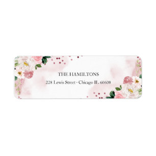 Zoete 16 Roze Gouden Blush Waterverf Bloemen Etiket