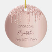 Zoete 16 roze gouden glinster druppels keramisch ornament (Achterkant)
