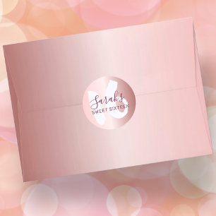 Zoete 16 Roze Gouden Metallic Verjaardag Ronde Sticker