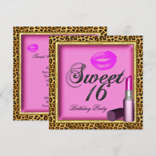Zoete 16 Roze Lippen Lippenstift Luipaard Goud Kaart