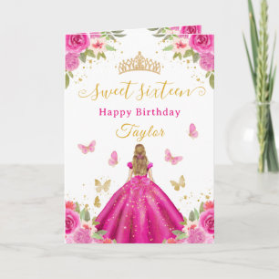 Zoete 16 Roze Prinses Blond Meisje Kaart