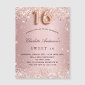 Zoete 16 roze roosgoud uitnodiging magneet (Voorkant)