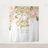 Zoete 16 Roze Vlinders Bloemstuk Achtergrond Wandkleed (Voorkant)