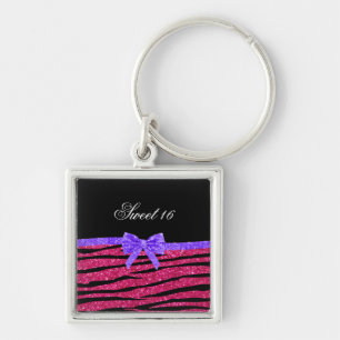 Zoete 16 roze zebrastrepen sleutelhanger