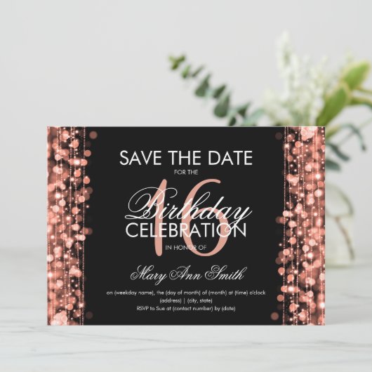 Zoete 16 "Save the Date" (Opslaan op datum) bespaa Kaart (Staand voorkant)