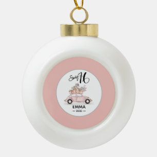 Zoete 16 Script Foto Auto Roze Ornament