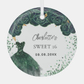 Zoete 16 smaragdgroene jurk glas ornament (Voorkant)