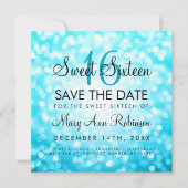 Zoete 16 Sparen de Datum van de Glitterlichten van Kaart (Voorkant)