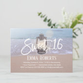 Zoete 16 strand Starfish & Lantern Birthday Kaart (Staand voorkant)