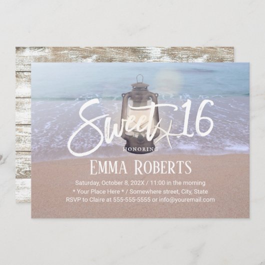 Zoete 16 strand Starfish & Lantern Birthday Kaart (Voorkant / Achterkant)