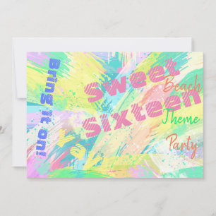 Zoete 16 Strand Thema Feestje Pastel Uitnodiging