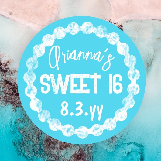 Zoete 16 Turquoise Favor Sticker